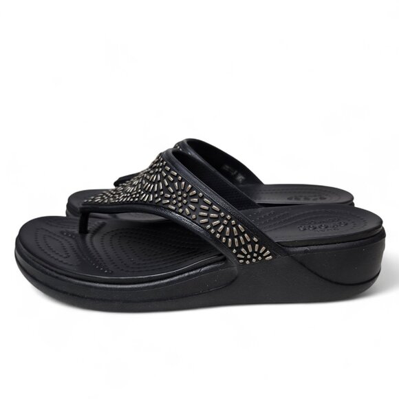 Crocs Monterey Diamante Thong Sandals Women's Mosaic Strap Everyday Casual 9 - Picture 3 of 9